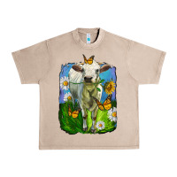 French Oak charolais heifer with sunflower and daisies Urban Heavy Tee - LillyAllenDesigns