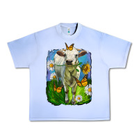 Grape Ice charolais heifer with sunflower and daisies Urban Heavy Tee - LillyAllenDesigns