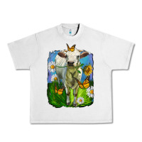Lunar Rock charolais heifer with sunflower and daisies Urban Heavy Tee - LillyAllenDesigns