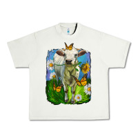 Pistachio charolais heifer with sunflower and daisies Urban Heavy Tee - LillyAllenDesigns
