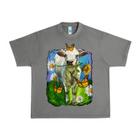 Tornado charolais heifer with sunflower and daisies Urban Heavy Tee - LillyAllenDesigns