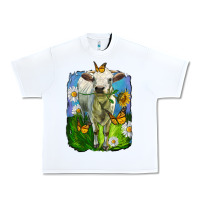 White charolais heifer with sunflower and daisies Urban Heavy Tee - LillyAllenDesigns