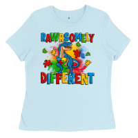 Baby Blue rawrsomely different autism trex Ladies Tee - Zillion Design Studio