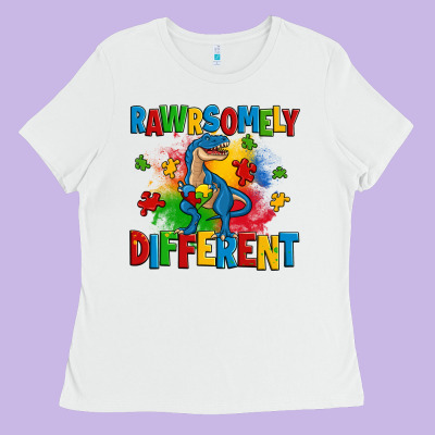 Rawrsomely Different Autism Trex Ladies Tee Designed By Zillion Design Studio