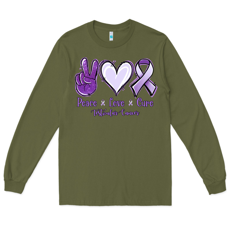 Peace Love Cure Testicular Cancer Long Sleeve Tee by NancyCooperArtShop | Teevron