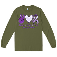 Army Green Peace love cure Testicular Cancer Long Sleeve Tee - NancyCooperArtShop