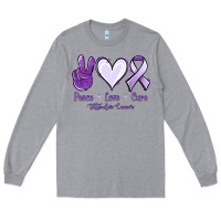 Heather Grey Peace love cure Testicular Cancer Long Sleeve Tee - NancyCooperArtShop