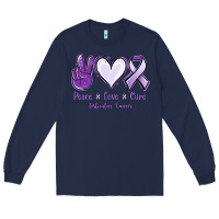 Navy Peace love cure Testicular Cancer Long Sleeve Tee - NancyCooperArtShop