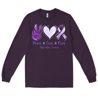 Plum Peace love cure Testicular Cancer Long Sleeve Tee - NancyCooperArtShop