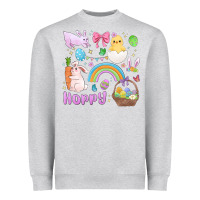Heather Grey easter hoppy bunny Heavyweight Sweatshirt - MaliasSmallBusiness