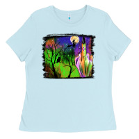 Baby Blue halloween background Ladies Tee - JahusDesignShop