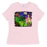 Bubblegum Pink halloween background Ladies Tee - JahusDesignShop