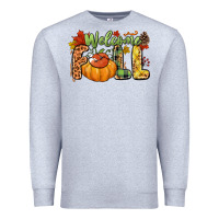 Heather Grey Welcome Fall Premium Sweatshirt - NancyCooperArtShop