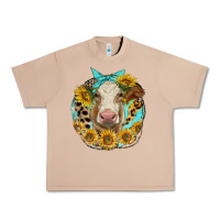 Burro simmental heifer with sunflowers and leopard Urban Heavy Tee - LillyAllenDesigns