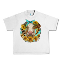 Lunar Rock simmental heifer with sunflowers and leopard Urban Heavy Tee - LillyAllenDesigns
