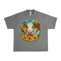 Tornado simmental heifer with sunflowers and leopard Urban Heavy Tee - LillyAllenDesigns