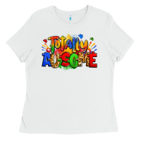 White totally ausome autism Ladies Tee - Zillion Design Studio