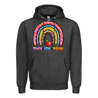 Charcoal Heather teach love inspire rainbow Zipper Hoodie - Artiststas