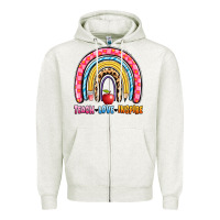 Oatmeal Heather teach love inspire rainbow Zipper Hoodie - Artiststas