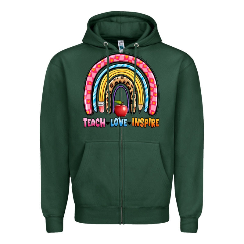 Teach Love Inspire Rainbow Zipper Hoodie by Artiststas | Teevron