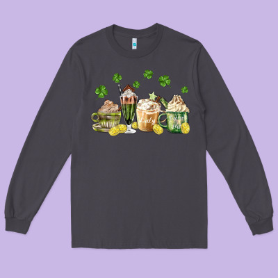 Patricks Day Coffee Long Sleeve Tee Designed By Maliassmallbusiness