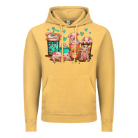 Vintage Mustard cute pigs coffee Vintage Hoodie - Jasminsmagicworld