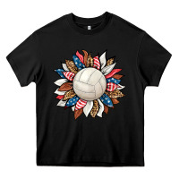 Black volleyball sunflower Heavy Core Tee - HRA Design Shop