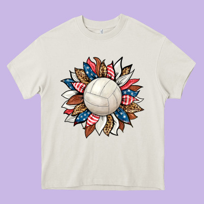 Volleyball Sunflower Heavy Core Tee Designed By Hra Design Shop