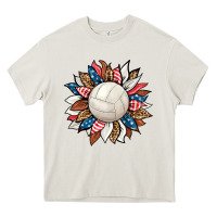 Cream volleyball sunflower Heavy Core Tee - HRA Design Shop