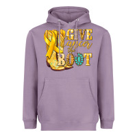 Lavender Give Cancer the boot Childhood Cancer Heavyweight Hoodie - NancyCooperArtShop