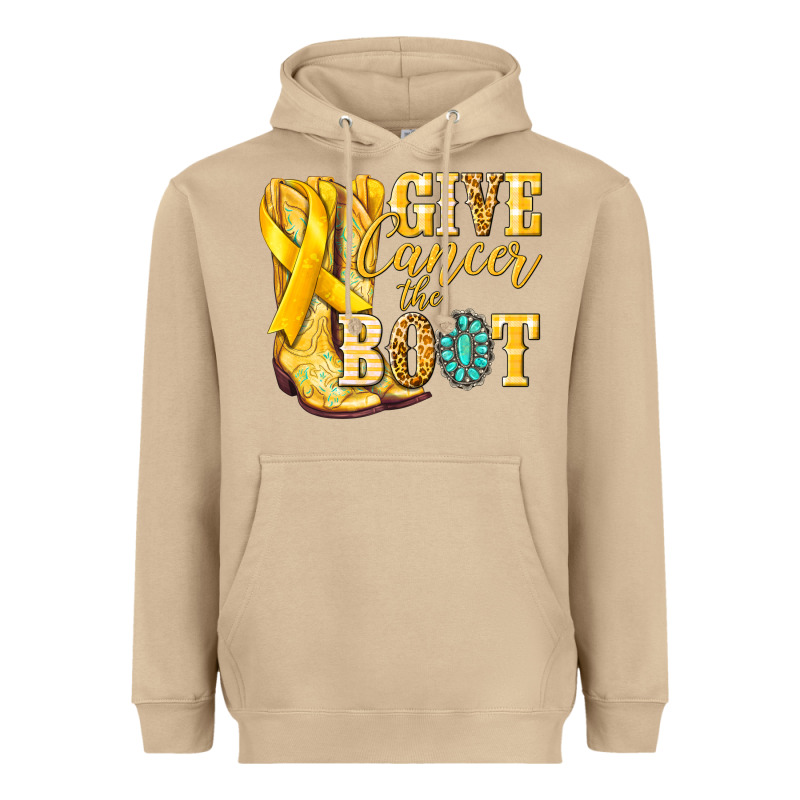 Give Cancer The Boot Childhood Cancer Heavyweight Hoodie by NancyCooperArtShop | Teevron
