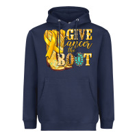 Navy Give Cancer the boot Childhood Cancer Heavyweight Hoodie - NancyCooperArtShop