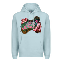 Blue Mist Desert dreamer Cowgirl boots hat Premium Hoodie - HowdyJamesFarm