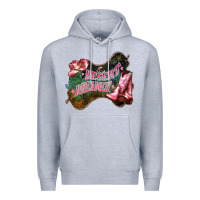 Heather Grey Desert dreamer Cowgirl boots hat Premium Hoodie - HowdyJamesFarm