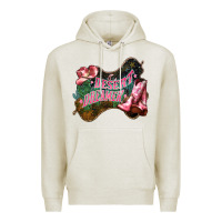 Oatmeal Heather Desert dreamer Cowgirl boots hat Premium Hoodie - HowdyJamesFarm