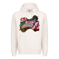 Pale Pink Desert dreamer Cowgirl boots hat Premium Hoodie - HowdyJamesFarm
