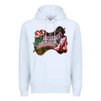 White Desert dreamer Cowgirl boots hat Premium Hoodie - HowdyJamesFarm