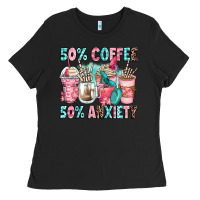 Black 50 coffee 50 anxiety coffee cups Ladies Tee - Zillion Design Studio