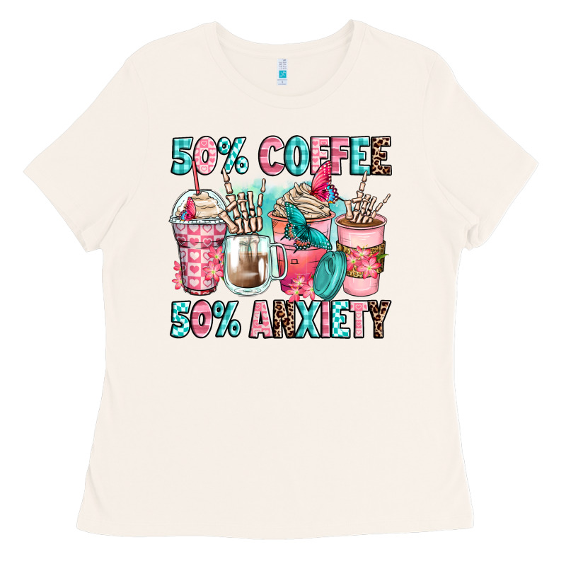 50 Coffee 50 Anxiety Coffee Cups Ladies Tee by Zillion Design Studio | Teevron