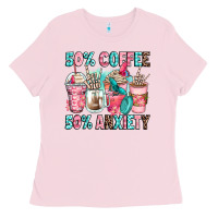Bubblegum Pink 50 coffee 50 anxiety coffee cups Ladies Tee - Zillion Design Studio