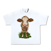 White simmental heifer Urban Heavy Tee - LillyAllenDesigns