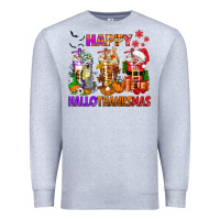 Heather Grey happy hallothanksmas coffee cups Premium Sweatshirt - texasbilliewilder