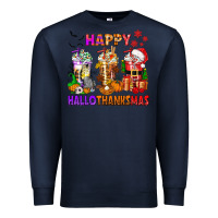 Navy happy hallothanksmas coffee cups Premium Sweatshirt - texasbilliewilder