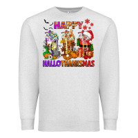 Oatmeal Heather happy hallothanksmas coffee cups Premium Sweatshirt - texasbilliewilder
