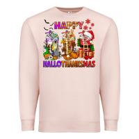 Pale Pink happy hallothanksmas coffee cups Premium Sweatshirt - texasbilliewilder