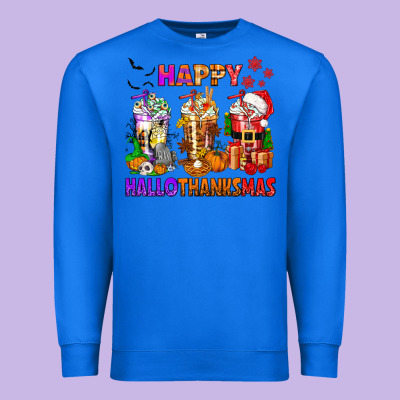 Happy Hallothanksmas Coffee Cups Premium Sweatshirt Designed By Texasbilliewilder