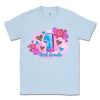 Dusty Blue back to school flowers first grade 3200x2400 Classic Tee - AdoDesignShop