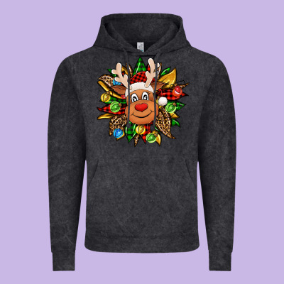 Christmas Reindeer Sunflower Vintage Hoodie Designed By Jasminsmagicworld