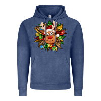 Vintage Denim Christmas reindeer sunflower Vintage Hoodie - Jasminsmagicworld