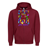 Burgundy autism i'll be just fine with a mom like mine Zipper Hoodie - Artiststas